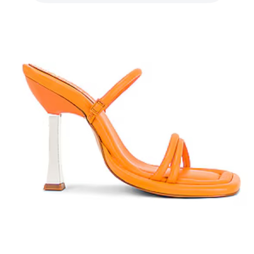 SCHUTZ Agatha square toe heel in Bright Tangerine 38
